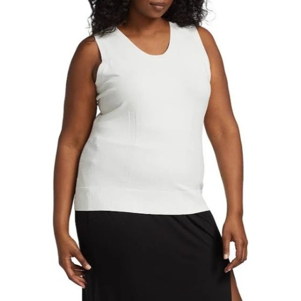 Capsule 121 White Modesty Stretch Sleeveless Minimalist Tank Top Blouse Plus 2X - Picture 1 of 8